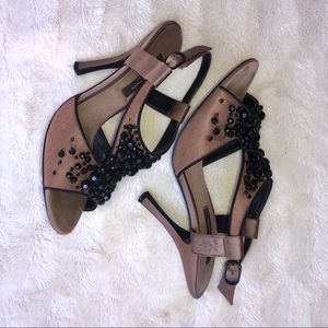 Nina Black&Tan Beaded Heels Size 7.5